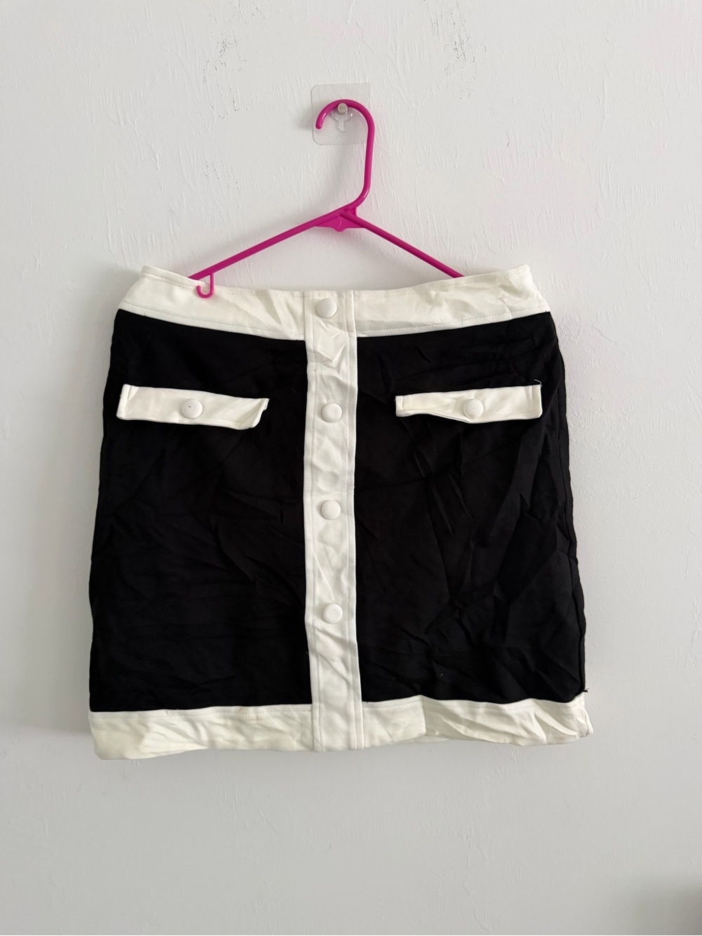 INC International Concepts Black and White Button-Front Mini Skirt